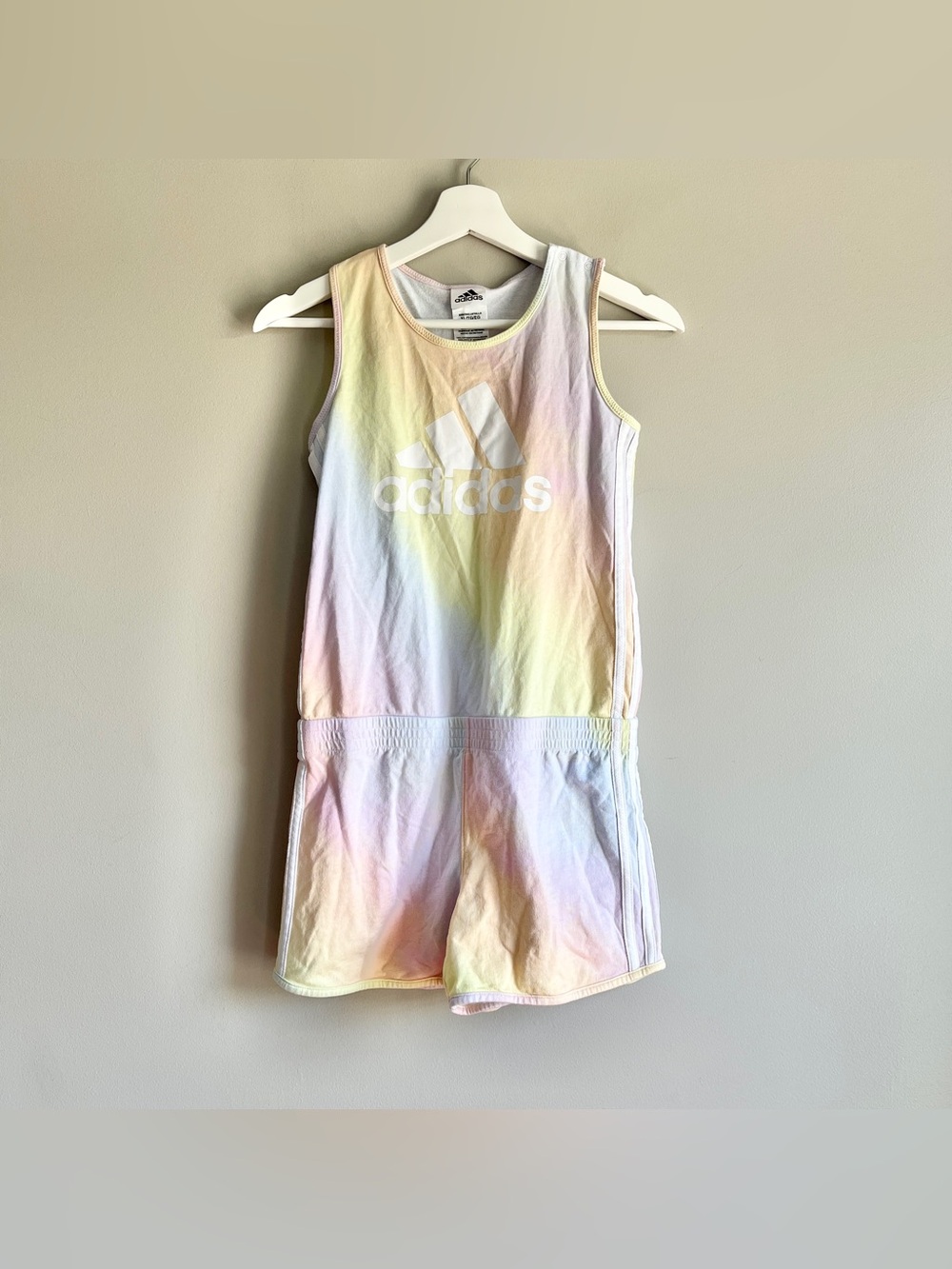 Adidas romper girls XL 16 rainbow shorts Terry racerback pastel sleeveless tank